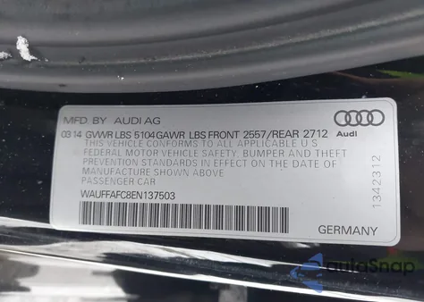 2014 Audi A6 2.0T Premium z USA, uszkodzony, nr VIN WAUFFAFC8EN137503